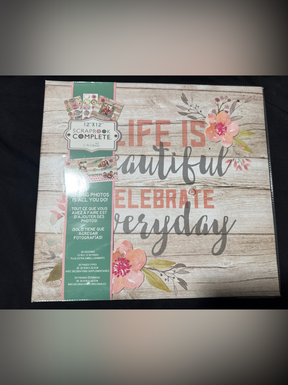 12x12 Scrapbook photo album Kit - Floral "Life is Beautiful" Design